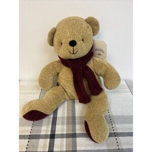 Potterybarn‎ Teddy Bear 15" Plush Stuffed Animal Red Scarf EUC